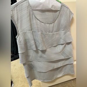 LOFT White sleeveless blouse with black stripes